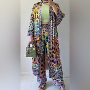 Colorful Kimono Robe by ZARA Size XS Oversized Brand New Silky Satin Feel